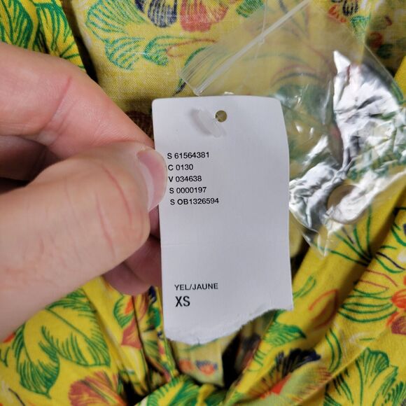 NWT URBAN OUTFITTERS Yellow Floral Bettie Twist-Front Mini Dress SIZE XS - Picture 5 of 16